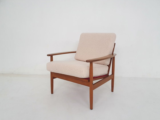 Image 1 of Scandinavian Modern Lounge Chair With Teddy Upholstery, Denmark, 1960'S