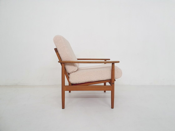 Image 1 of Scandinavian Modern Lounge Chair With Teddy Upholstery, Denmark, 1960'S