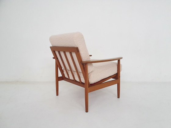 Image 1 of Scandinavian Modern Lounge Chair With Teddy Upholstery, Denmark, 1960'S