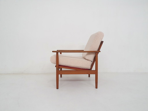 Poltrona moderna scandinava con rivestimento Teddy, Danimarca, anni '60