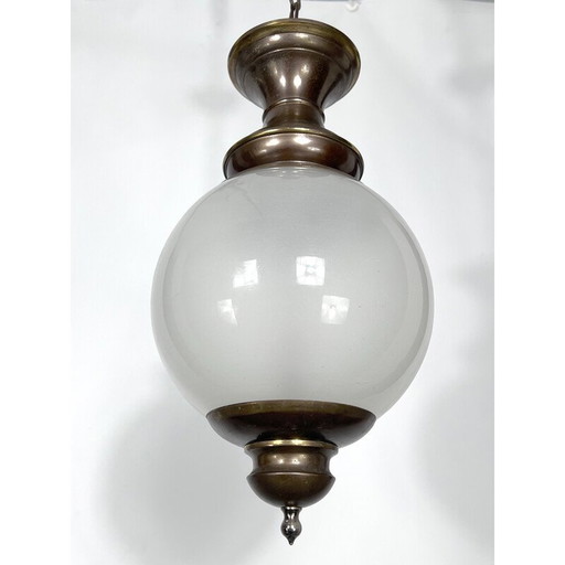 Mid-century Italian brass and glass pendant lamp, 1950s