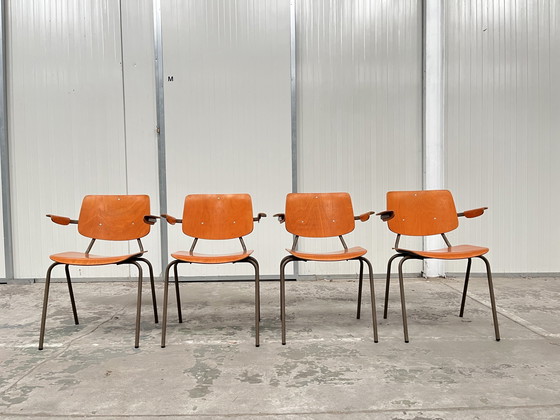 Image 1 of Set di 4 sedie industriali, Kho Liang Le per auto