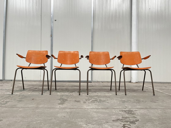 Image 1 of Set di 4 sedie industriali, Kho Liang Le per auto