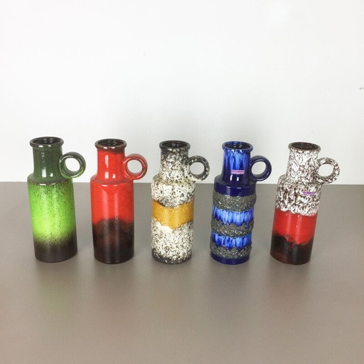 Conjunto de cinco jarrones de porcelana vintage de Scheurich, Alemania, 1970