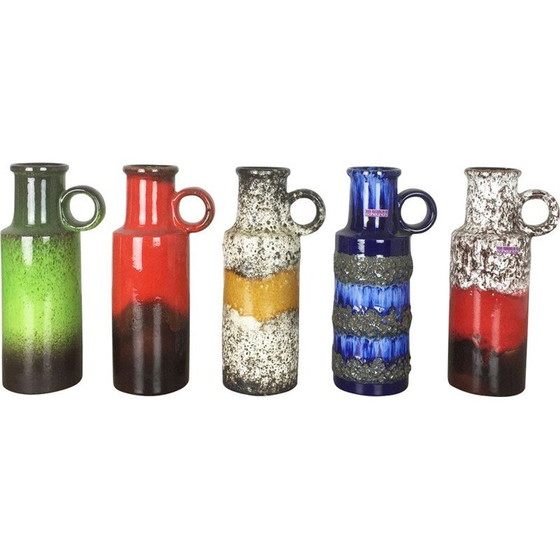 Image 1 of Set of 5 vintage porcelain vases by Scheurich, Germany 1970