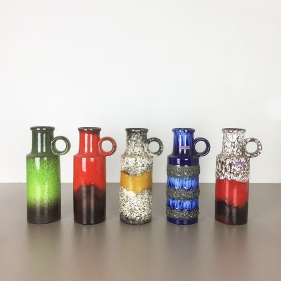 Image 1 of Set of 5 vintage porcelain vases by Scheurich, Germany 1970