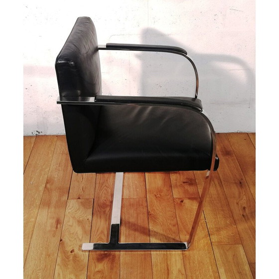 Image 1 of Vintage armchair in chrome steel and black leather