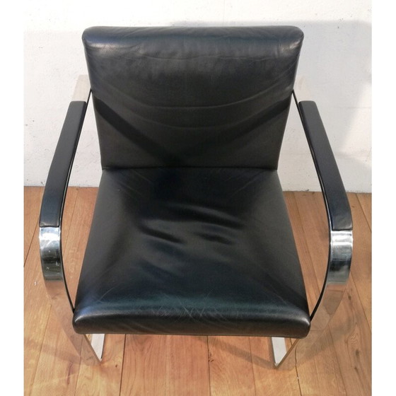 Image 1 of Vintage armchair in chrome steel and black leather