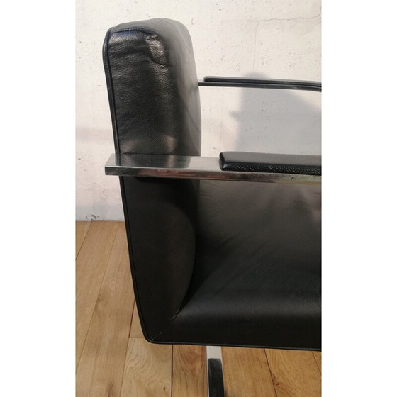 Image 1 of Vintage armchair in chrome steel and black leather