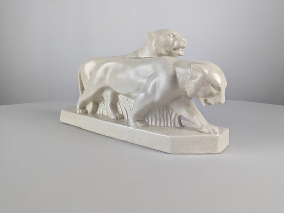 Image 1 of Art Deco Animal Sculpture Of Lions, 1920S