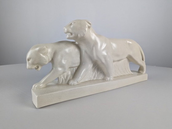 Image 1 of Art Deco Animal Sculpture Of Lions, 1920S