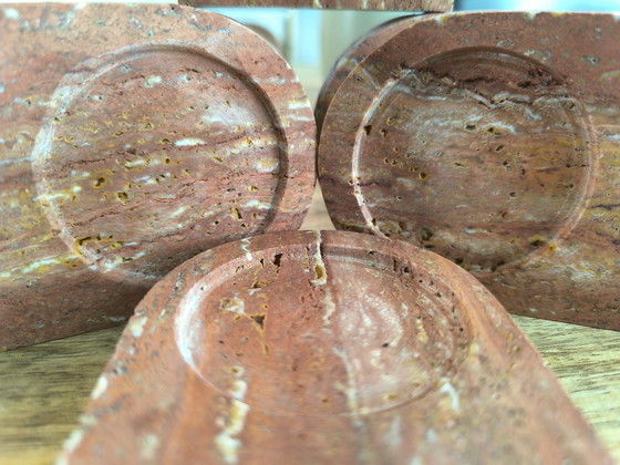 Image 1 of 6x Travertine Titanium Rosso Oval Coffee Plates