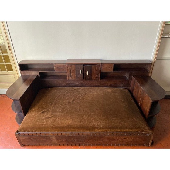 Image 1 of Vintage Art Deco bed in palm wood, 1930