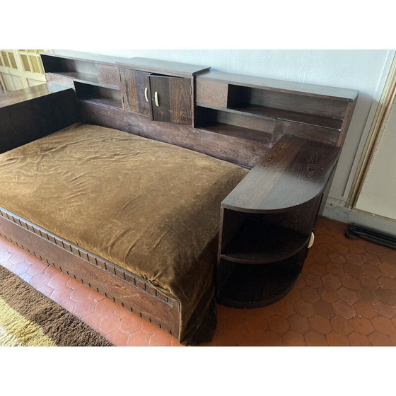 Image 1 of Vintage Art Deco bed in palm wood, 1930
