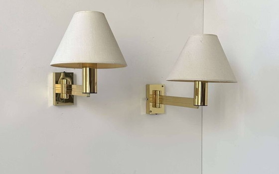 Image 1 of 2 applique regolabili in ottone massiccio - Svezia 1970