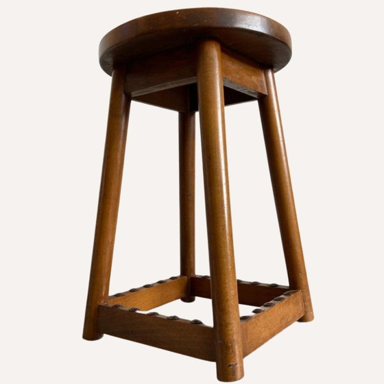 Image 1 of Dutch Art Deco Amsterdam School Stool