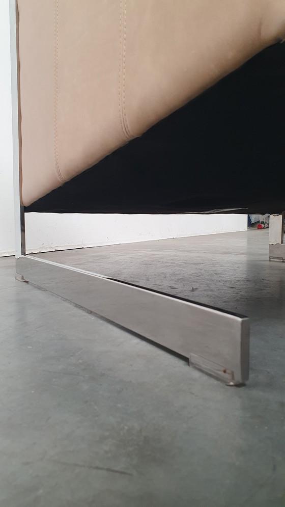 Image 1 of chesterfield vintage design armchair camel beige leather cube model