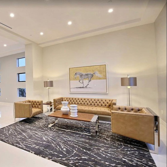 Image 1 of chesterfield vintage design armchair camel beige leather cube model