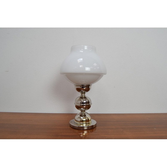Image 1 of Mid-century glass and metal table lamp, Czechoslovakia 1960s