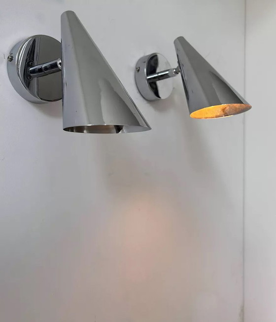Image 1 of 2 apliques de pared de metal cromado ajustables, Francia, 1980