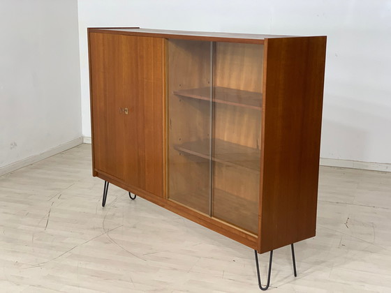 Image 1 of Mid - Century highboard cabinet display cabinet vintage