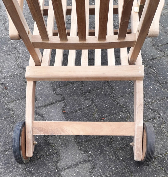 Image 1 of Wooddens Teak deckchair with wheels