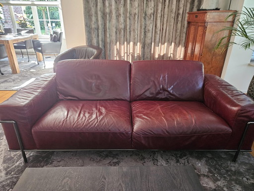 Burgundy Natuzzi Sofa - 3-Seater