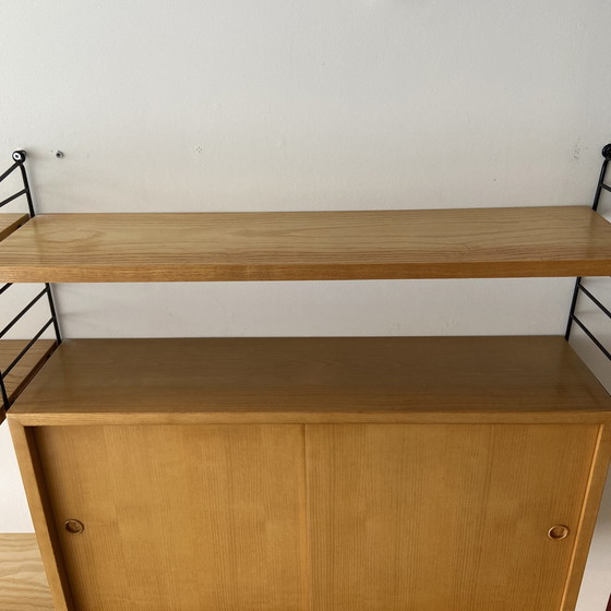 Image 1 of Vintage Nisse String Wall System with sliding door cabinet