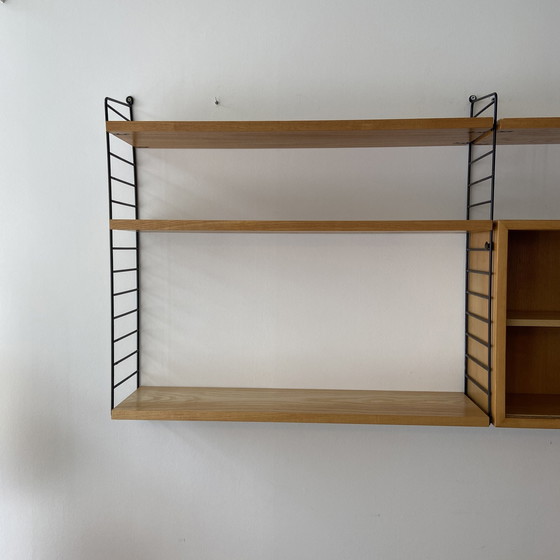 Image 1 of Vintage Nisse String Wall System with sliding door cabinet