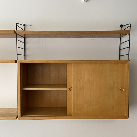 Image 1 of Vintage Nisse String Wall System with sliding door cabinet