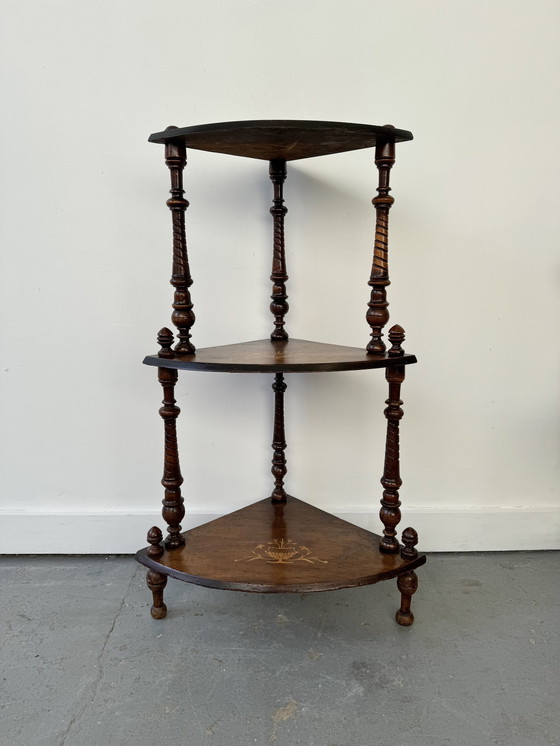 Image 1 of Antique 3 Tier Whatnot Corner Shelves