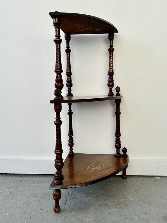 Image 1 of Antique 3 Tier Whatnot Corner Shelves