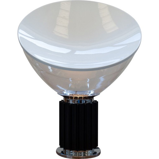 Vintage Taccia lamp in glass and metal by Achille and Pier Giacomo Castiglioni for Flos, Italy 1962
