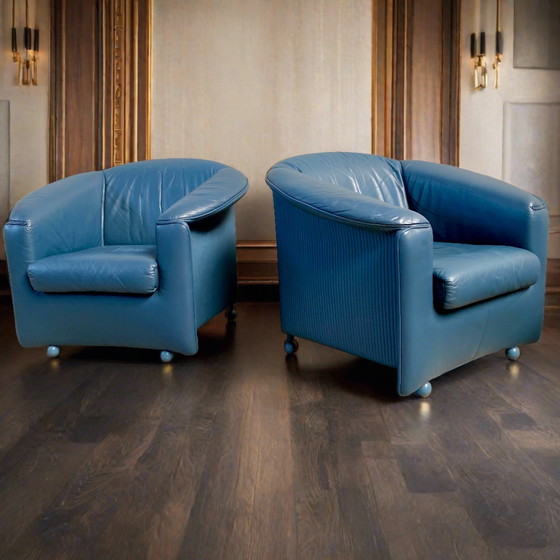 Image 1 of 2x Paolo Piva designer leather armchairs Wittmann