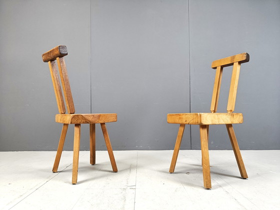 Image 1 of Brutalist Dining Chairs By Mobichalet, 1960S - Set Of 8 