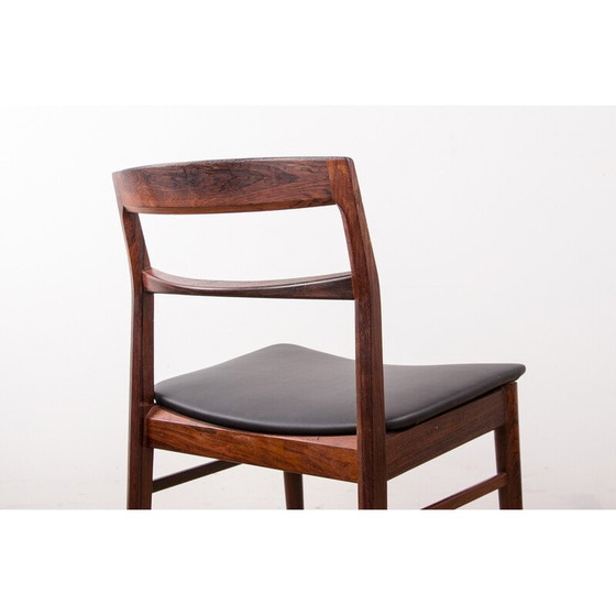 Image 1 of Set of 4 vintage rosewood and skaï chairs by Henning Kjaernulf for Vejle Stole, Denmark 1960