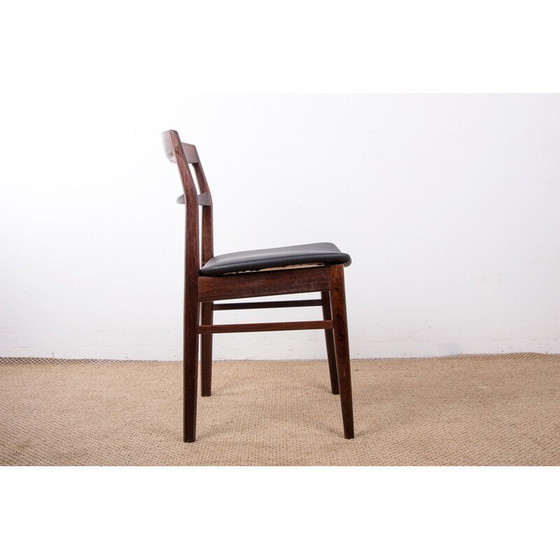 Image 1 of Set of 4 vintage rosewood and skaï chairs by Henning Kjaernulf for Vejle Stole, Denmark 1960