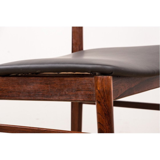 Image 1 of Set of 4 vintage rosewood and skaï chairs by Henning Kjaernulf for Vejle Stole, Denmark 1960