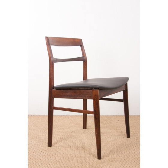 Image 1 of Set of 4 vintage rosewood and skaï chairs by Henning Kjaernulf for Vejle Stole, Denmark 1960
