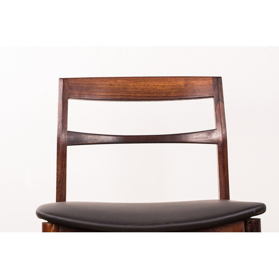 Image 1 of Set of 4 vintage rosewood and skaï chairs by Henning Kjaernulf for Vejle Stole, Denmark 1960