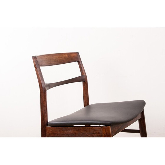 Image 1 of Set of 4 vintage rosewood and skaï chairs by Henning Kjaernulf for Vejle Stole, Denmark 1960
