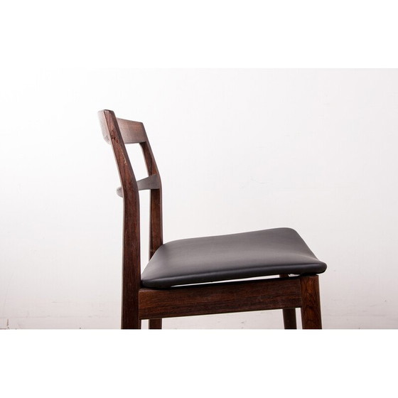 Image 1 of Set of 4 vintage rosewood and skaï chairs by Henning Kjaernulf for Vejle Stole, Denmark 1960