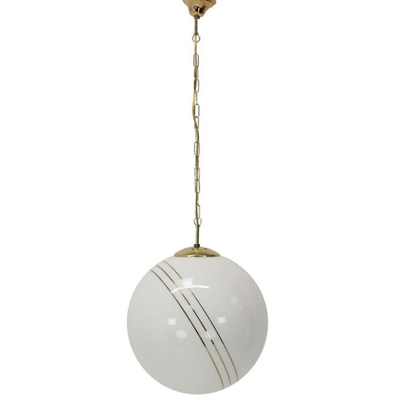 Image 1 of Vintage glass and brass pendant lamp by Kamenický Šenov, Czech Republic 1970