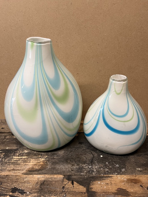 2x Mid century swirl vase