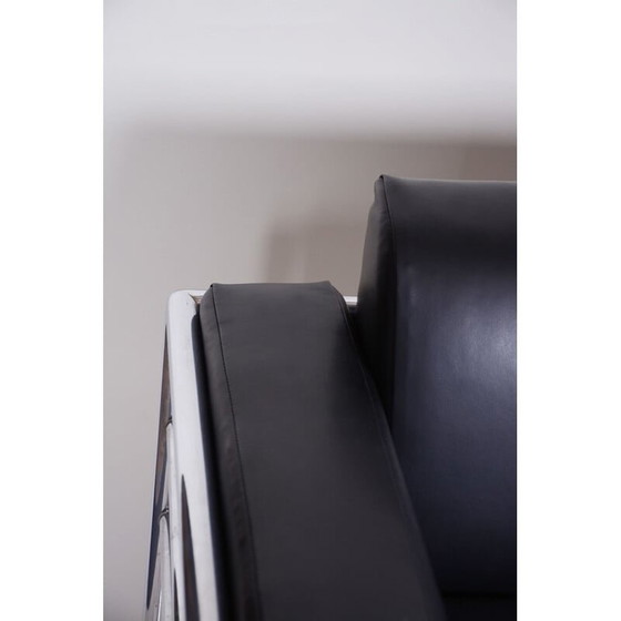 Image 1 of Vintage black leather sofa by Vichr a Spol, 1930s