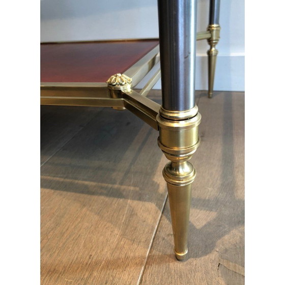 Image 1 of Vintage brass coffee table with red leather top by Jansen