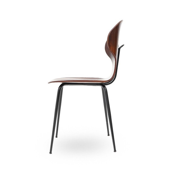 Image 1 of Set of 4 vintage "Lulli" chairs in metal and plywood by Carlo Ratti for Industria Legni Curvati, 1950