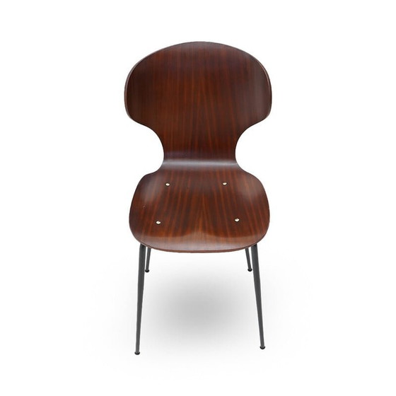 Image 1 of Set of 4 vintage "Lulli" chairs in metal and plywood by Carlo Ratti for Industria Legni Curvati, 1950