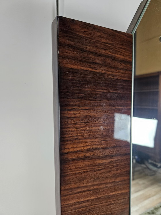 Image 1 of Mid Century Teak Chest Of Drawers With Large Mirror And Worked Glass