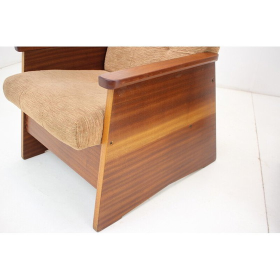Image 1 of Pair of vintage wood and fabric armchairs, Czechoslovakia 1970s